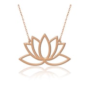 Sade Lotus Çiçeği Rose Gümüş Kolye
