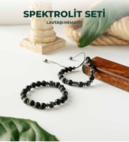 Luxtone Sertifikalı Spektrolit - Lavtaşı ve Hematit 2'li Bileklik Seti Erkek Takı LX2310ST