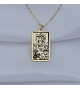 24 Ayar Has Altın Kaplama  Tarot (The Charıot) Araba Gümüş Kolye