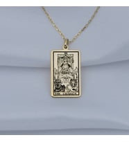 24 Ayar Has Altın Kaplama  Tarot (The Charıot) Araba Gümüş Kolye