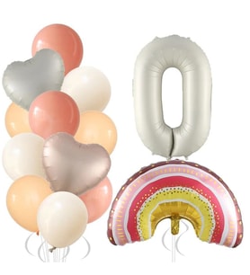 RETRO KALP KREM RAKAM GÖKKUŞAĞI YAŞ BALON SET