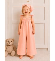 Kız Çocuk Askı Bağlama Detaylı Bol Paça Yazlık Tulum Bandana Set