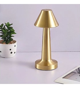 Çatı Model Gold Renk Şarjlı Dokunmatik 3 Renkli LED Masa Lambası (4767)