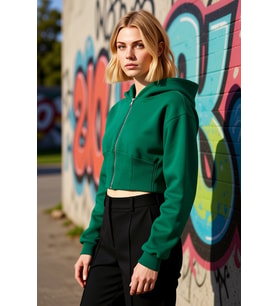 Kadın Kapüşonlu Düşük Kol Fitted Fermuarlı Örme Sweatshirt Fonksiyonel Dayanıklı Kaliteli Şık