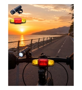 Bisiklet LED Far Seti – Beyaz Ön Far ve Kırmızı Arka Stop Işığı