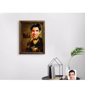 BK Gift Kişiye Özel Godfather Baba Karikatürlü Doğal Masif Ahşap Çerçeveli Tablo 45x65cm-4