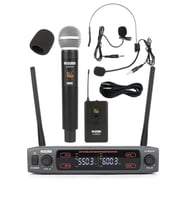 Lastvoice Lv-502EY UHF Dijital 2x30 Kanal Çiftli EL Yaka Headset Telsiz Kablosuz Mikrofon
