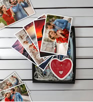 BK Gift Kişiye Özel 10 adet Fotoğraf Baskısı ve Kalp Taş Objeli Kokulu Mum Hediye Seti (Özel Hediye Kutusunda), Sevgiliye Hediye, Yıl Dönümü Hediyesi