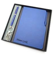 Signator® Codex  N160 Kişiye Özel Defterli Set - İsme Özel Mavi Kalem + İsme Özel Mavi Defter + İsme Özel Anahtarlık İsme Özel Kutusunda Hediyelik Set (Karışık)