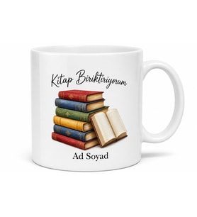 Kitap Biriktiriyorum Yazılı Kupa Bardak Kitap Kurdu Hediye Özel Tasarım