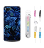 Oppo A5S A15 A16 A54 A55 A73 A74 Kılıf Kablo Koruma Spiral Silikon Blue Foid 1628