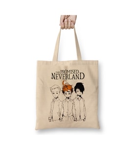 The Promised Neverland 02 Beyaz Bez Çanta Uzun Saplı Alışveriş Çantası Plaj Çantası