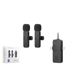 HADRON HDX2782 3in1 Type-C + Lightning + 3.5 mm Kablosuz 2’li Mikrofon Seti (Siyah)