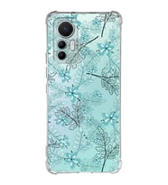 Xiaomi Mi 12 Lite Uyumlu Köşe Korumalı Antişok Kapak Floral Su Yeşili Tasarımlı Şeffaf Silikon Kılıf