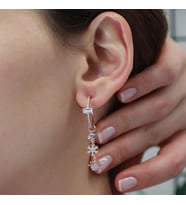 Kral Tacı Figürlü Rose Gold Kaplama Gümüş Charm Küpe