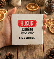 Kişiye Özel Avukata Hediye Bardak Altlığı Avukatlar Günü Hediyesi (Krem)