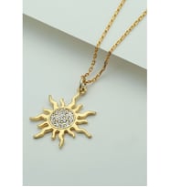 925 Ayar Gold Gümüş Güneş Kolye