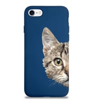Apple iPhone 8 Uyumlu Lansman Kılıf Catface Tasarımlı Altı Kapalı İçi Kadife Kaplı Silikon Kapak (Şeffaf)