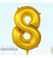 8 Yaş Rakam Folyo Balon, 100 cm - Altın (STD)
