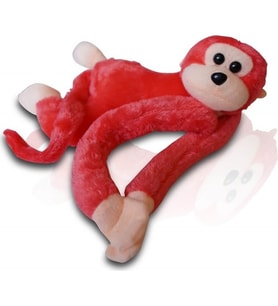 Sevimli Sesli Pelüş Maymun 30 cm (Kırmızı)