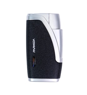 Parmida Çift Torch Pürmüz Siyah - Gümüş Metal Puro Çakmağı