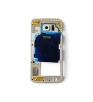 G920 Orta Kasa Galaxy S6 Uyumlu Beyaz Renk Orta Kasa Çerçeve + Ses Açma ON OFF Tuş Plastik Kamera Camı ve Hoparlör Gümüş