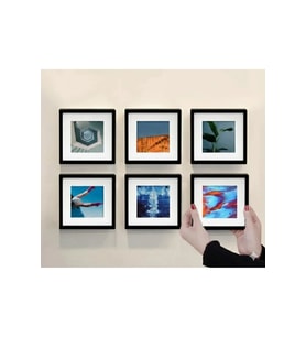 Decor Sök-Tak Paspartulu Siyah 14x14 cm POLA Kare Yapışkanlı Fotoğraf Çerçevesi 6'lı Paket PVC