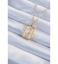 316L Çelik Zincir Renk Zirkon Taşlı Çerçeveli Tarot Kolye TJ-BKO9233