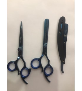 Zigo Makas Efile Ara Makası 3 Lü Set Mavi 6.5 Inç Zigo berber kuaför makas makas seti sivri uc