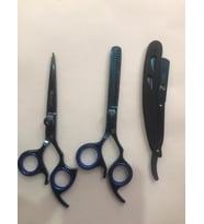 Zigo Makas Efile Ara Makası 3 Lü Set Mavi 6.5 Inç Zigo berber kuaför makas makas seti sivri uc
