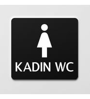 Kadın WC Levhası Ofis Yönlendirme Kapı İsimlik Tuvalet Tabela (Siyah)