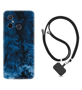 Xiaomi Redmi 12C Kılıf Silikon Boyun Askılı İpli Desenli Silikon Blue Zigzag 1687