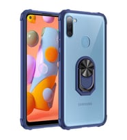 Samsung Galaxy A11 Kılıf Şeffaf Sararmaz Yüzüklü Mola Kapak (Lacivert)