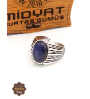 Lapis Lazuli Taşlı Başak Model 925 Ayar Gümüş Erkek Yüzük 201024895