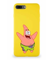 Apple iPhone 8 Plus Soft Premier Kapak Patrick Yıldız Tasarımlı Silikon Kılıf - Sarı (Şeffaf)