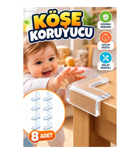Şeffaf Çocuk Güvenlik Köşe Koruyucu – Masa ve Sehpa İçin 8'li Set