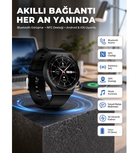 Akıllı Saat Yeni Nesil Üç Kordonlu Nabız Ölçer Çağrı Cevaplama