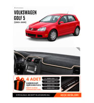 VOLKSWAGEN GOLF 5 (2003-2009) Uyumlu Torpido Örtüsü Torpido Kılıfı - Siyah Bej