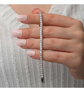 Gümüş 3.5 mm Beyaz Taşlı Su Yolu Kadın Bileklik SL8716