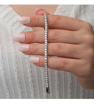 Gümüş 3.5 mm Beyaz Taşlı Su Yolu Kadın Bileklik SL8716