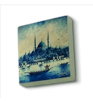 Eminönü Yeni Camii (Fantastik Çizim) Baskılı Doğaltaş  Magnet(KRT-042)Buzdolabı Süsü