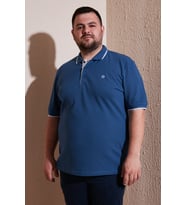 Buratti Büyük Beden Pamuklu Regular Fit Polo Yaka T Shirt Erkek POLO YAKA T SHİRT 5902118B (MAVI-BEYAZ)