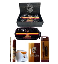 Galatasaray Orjinal Lisanslı Beyaz Air Kalemtraş Ahşap Kutulu 6'lı Kırtasiye Seti (Siyah-Kırmızı)