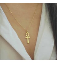 Altın Kaplama Ankh (Nil'in Anahtarı) Gümüş Kolye