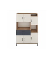 Hyperion Dolap 9 Raflı 2 Çekmeceli 6 Kapaklı 132x44x195 Çam-Aytaşı/Antrasit