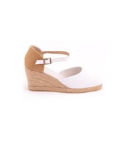 Gerçek Elişi Hasır Dolgu Topuk Keten Hasır Espadril Handmade (Beyaz)
