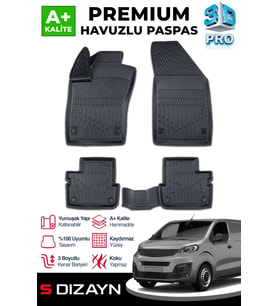 S-Dizayn Fiat Scudo 3D Pro Havuzlu Paspas 2022 Üzeri A+ Kalite