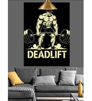 Vücut Geliştiricinin Deadlift Yaptığı Poster Dekoratif Kanvas - Mdf Ahşap Tablo