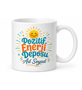 Pozitif Enerji Deposu Yazılı Kupa Bardak Özel Tasarım Hediye