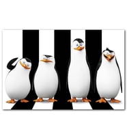 Cakatablo Madagaskar Penguenleri Siyah Beyaz Görseli MDF Tablo